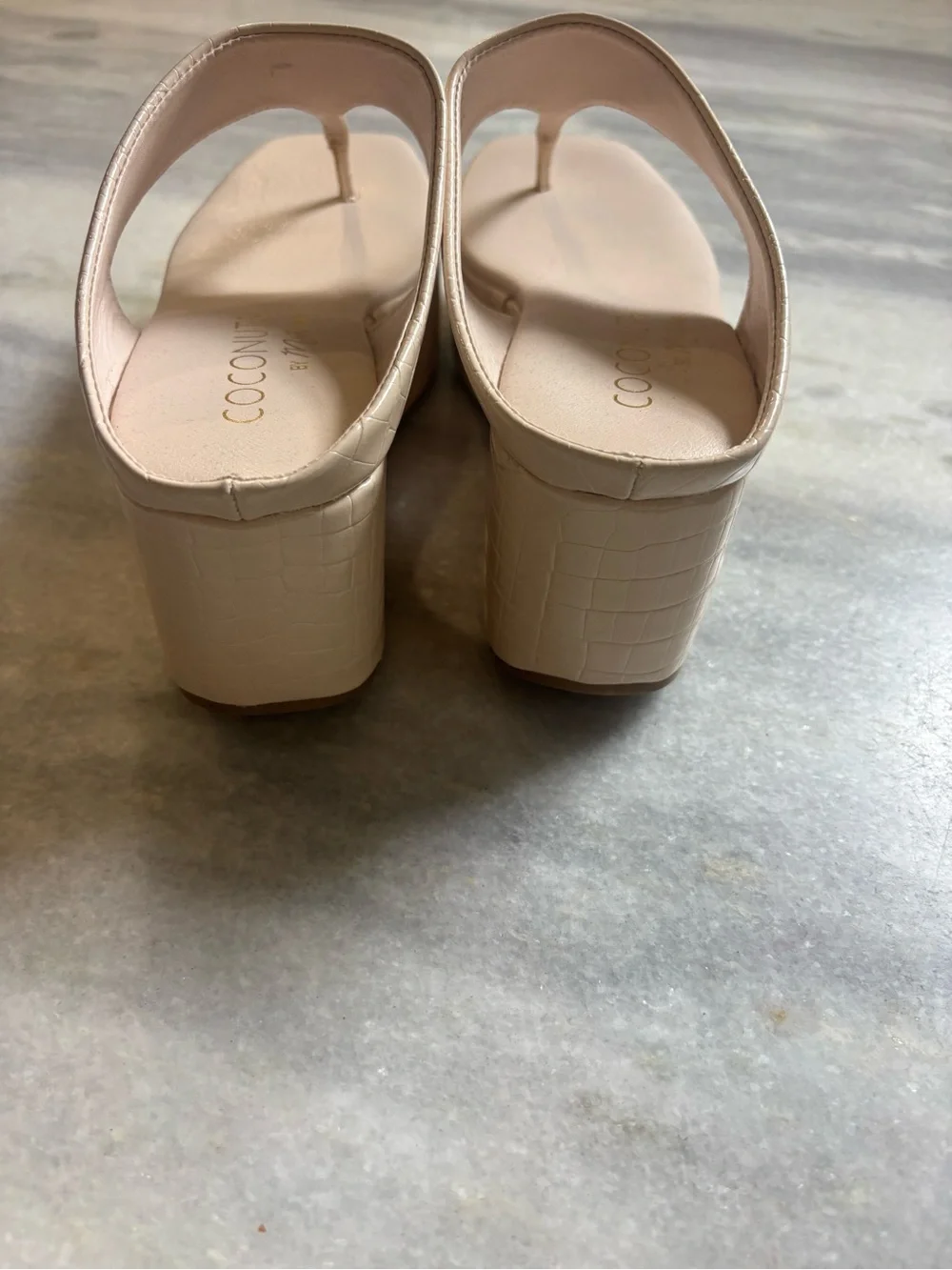 Coconuts by Matisse Cream Croc-Embossed Wedge Sandals